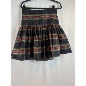J.Crew Womens Black Multi Plaid Drop Waist Mini Skirt F8781 Size 4 Holiday Party